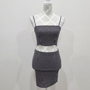 Shein Black/White Checkered 2-piece Set